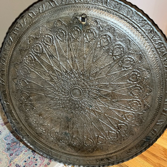 Oriental Copper Handhammerwork Round Tray - Picture 7 of 7